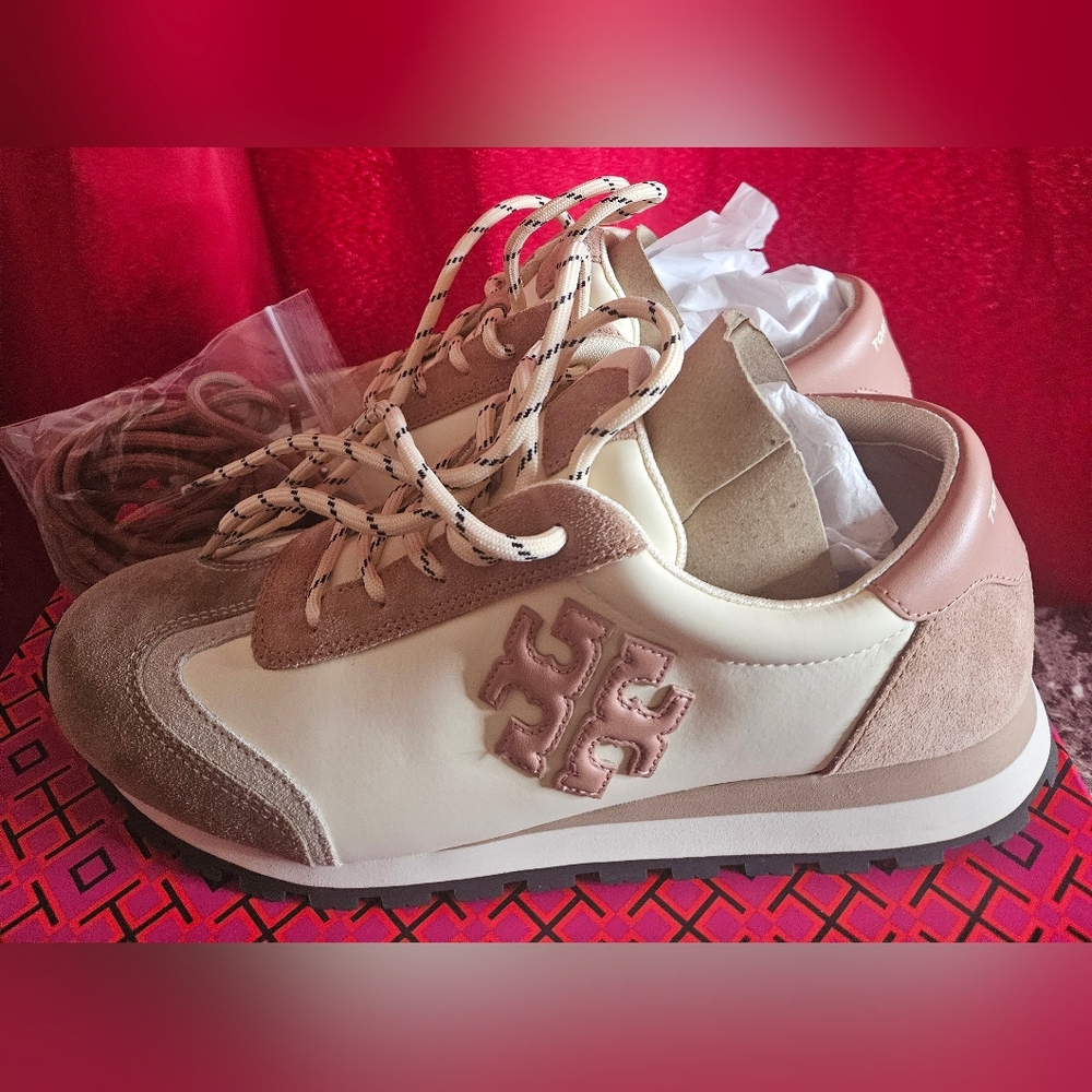 Tory Burch Vintage Nylon Sneaker Gressane Heroes Soft Shoes Pink 143468 Size 9.5